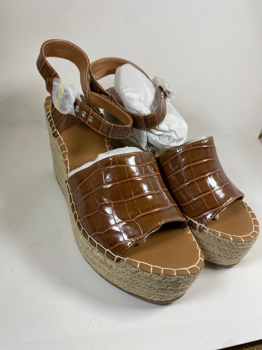 ASOS Tanya Espadrille Brown Wedge Sandals Womens Size 9 Platform Shoes